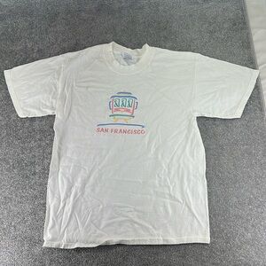 Vintage Gildan Short Sleeve T Shirt San Francisco White Mens L Trolly Cable Car